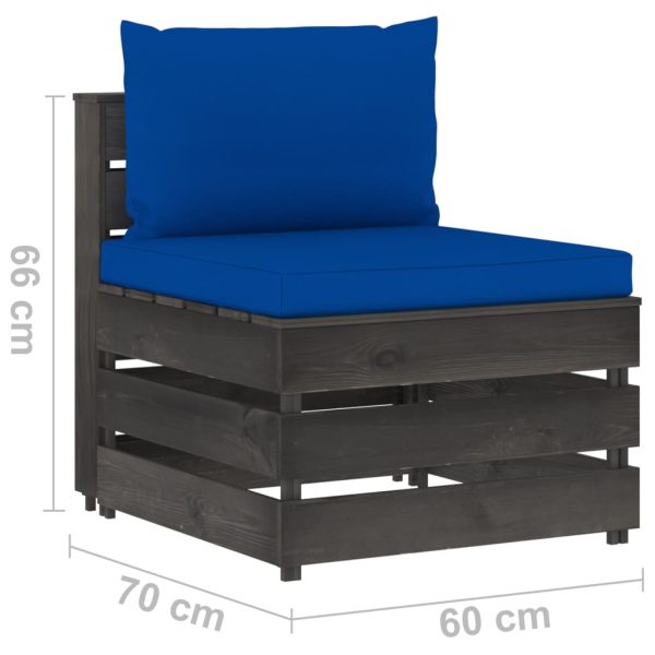 Divano Centrale Modulare Con Cuscini In Legno Impregnato Grigio - Image 6