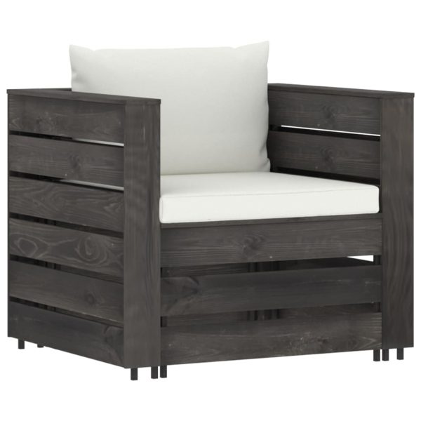 Set Salotto Da Giardino 2pz Con Cuscini Legno Impregnato Grigio - Image 2