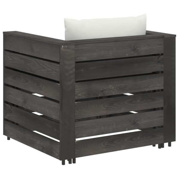 Set Salotto Da Giardino 2pz Con Cuscini Legno Impregnato Grigio - Image 3