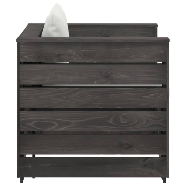 Set Salotto Da Giardino 2pz Con Cuscini Legno Impregnato Grigio - Image 5