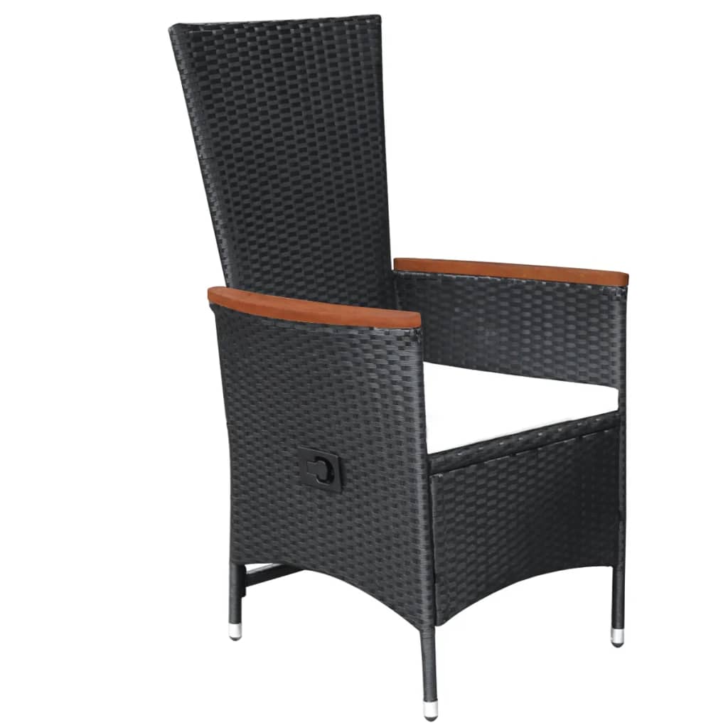 Set Mobili Da Pranzo Per Giardino 3 Pz Nero - Image 3