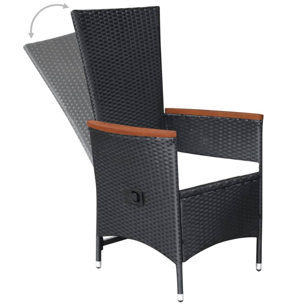 Set Mobili Da Pranzo Per Giardino 3 Pz Nero - Image 4