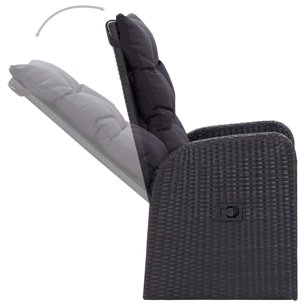 Set Mobili Da Pranzo Per Giardino 3 Pz Nero - Image 4