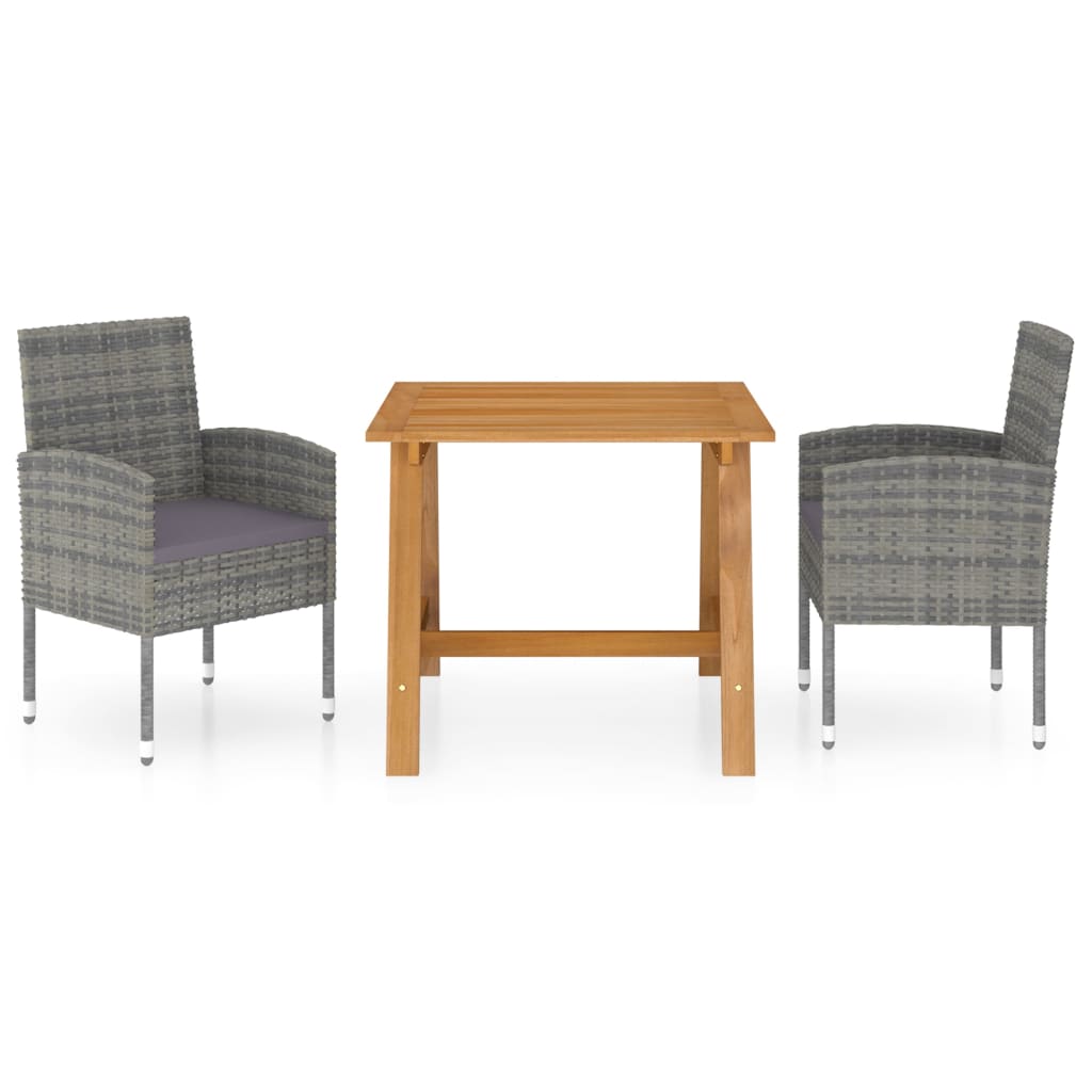 Set Mobili Da Pranzo Per Giardino 3 Pz Grigio