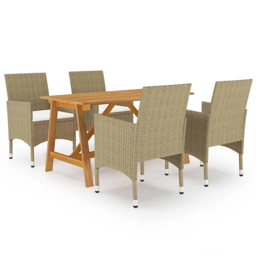 Set Mobili Da Pranzo Per Giardino 5 Pz Beige
