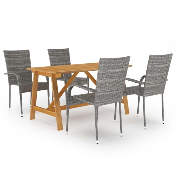 Set Mobili Da Pranzo Per Giardino 5 Pz Grigio