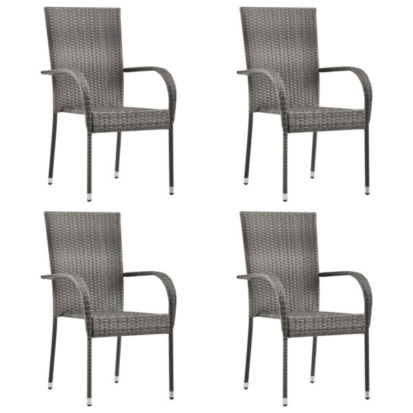 Set Mobili Da Pranzo Per Giardino 5 Pz Grigio - Image 2