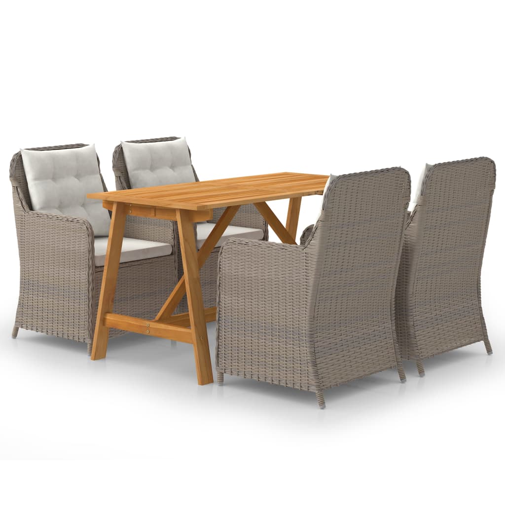 Set Mobili Da Pranzo Per Giardino 5 Pz Marrone