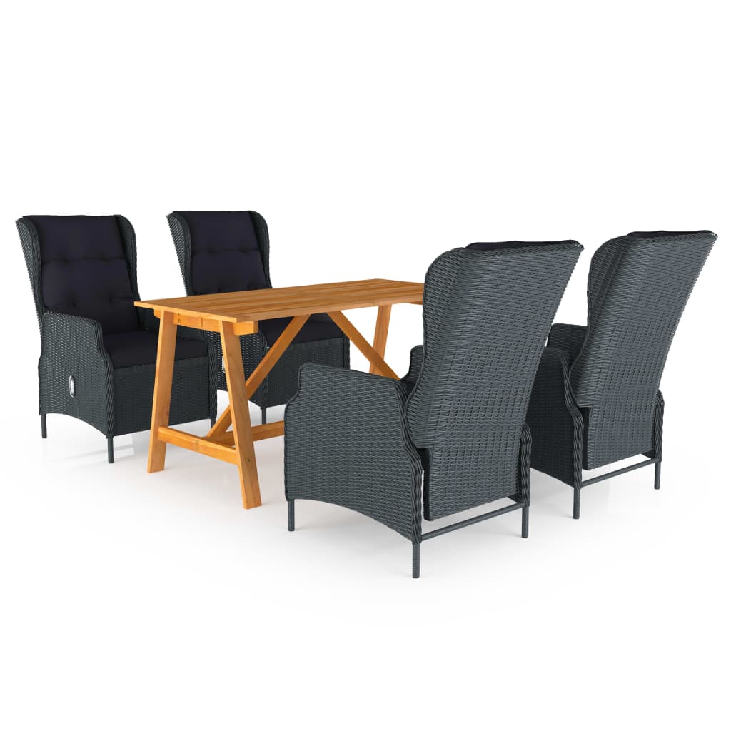 Set Mobili Da Pranzo Per Giardino 5 Pz Grigio Scuro
