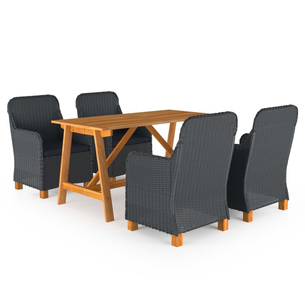 Set Mobili Da Pranzo Per Giardino 5 Pz Grigio Scuro