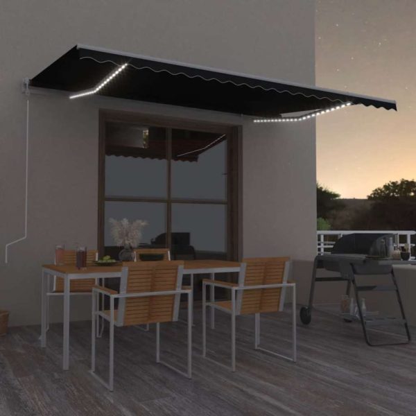 Tenda Automatica Con Sensore Vento E Led 500x300 Cm Antracite