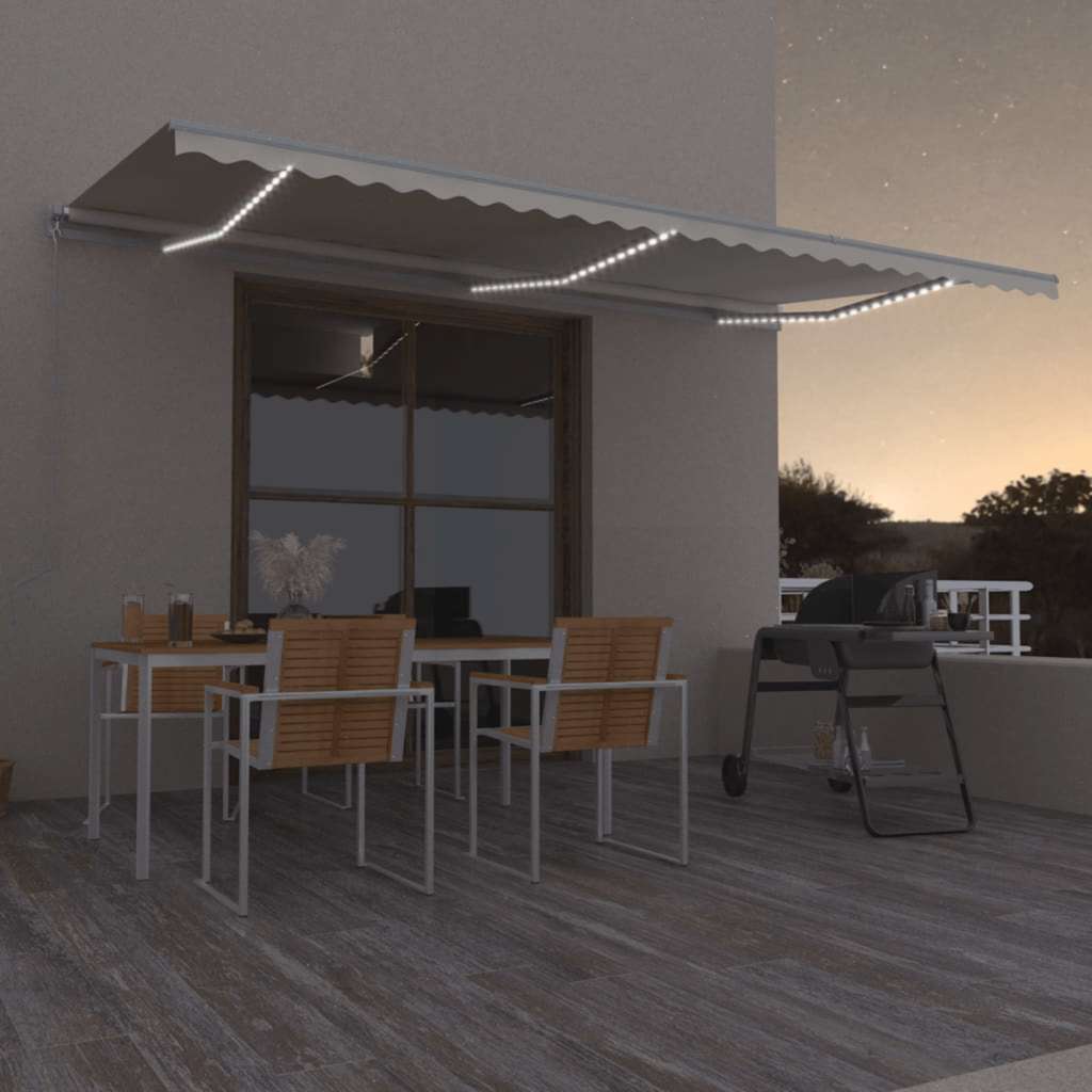 Tenda Da Sole Retrattile Manuale Con Led 600x300 Cm Crema