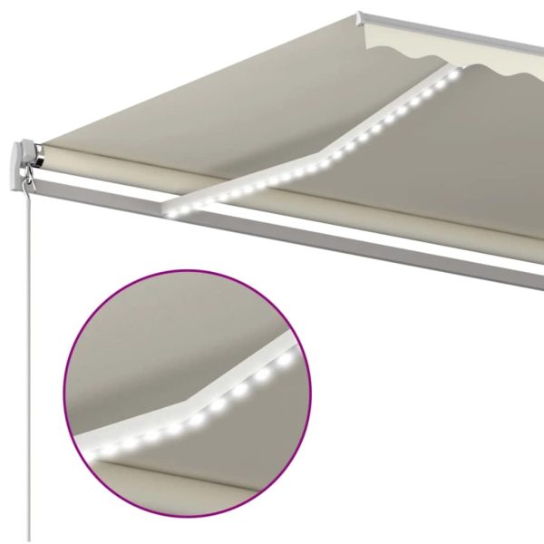 Tenda Da Sole Retrattile Manuale Con Led 600x300 Cm Crema - Image 5