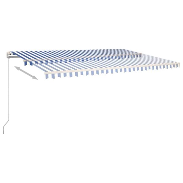 Tenda Da Sole Retrattile Manuale Led 500x350 Cm Blu E Bianca - Image 3