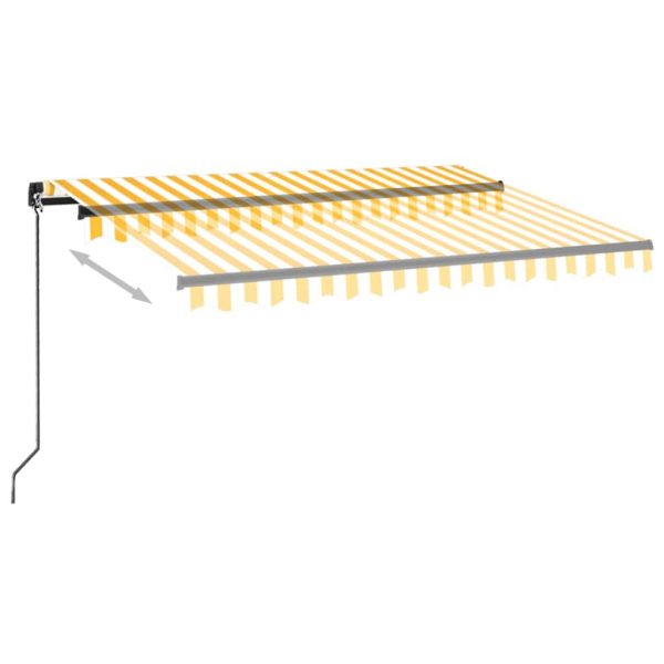 Tenda Da Sole Retrattile Manuale Led 350x250 Cm Gialla E Bianca - Image 3