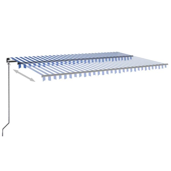 Tenda Da Sole Retrattile Manuale Con Led 500x300cm Blu E Bianco - Image 3