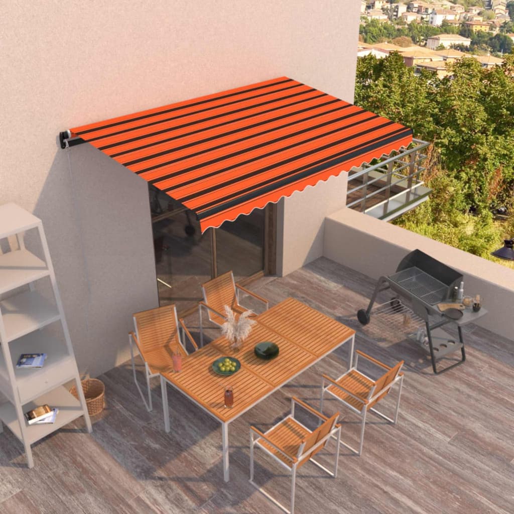Tenda Da Sole Manuale Retrattile 400x350 Cm Arancione E Marrone