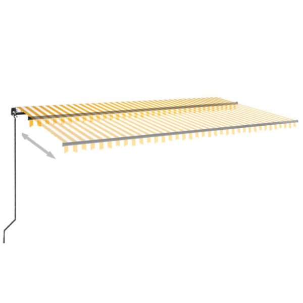 Tenda Da Sole Retrattile Manuale Led 600x350 Cm Giallo Bianco - Image 3