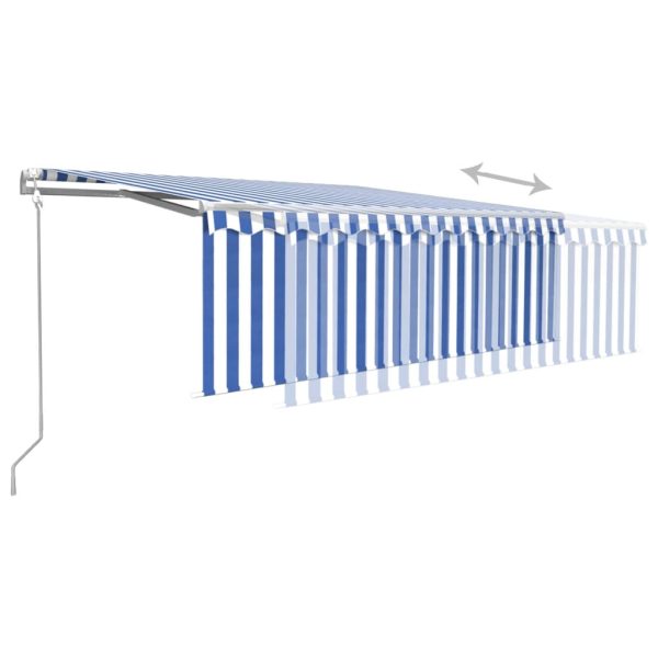Tenda Automatica Parasole Led Sensore Vento 4,5x3 M Blu Bianco - Image 4