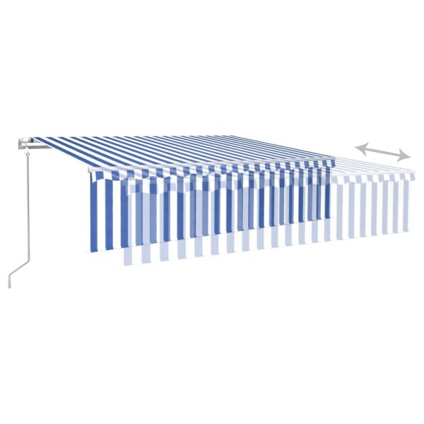 Tenda Sole Retrattile Automatica Con Parasole 6x3m Blu Bianco - Image 4