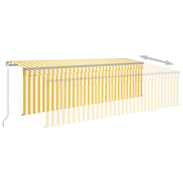 Tenda Sole Retrattile Manuale Parasole Led 5x3m Gialla Bianca - Image 4