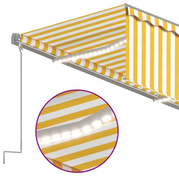 Tenda Sole Retrattile Manuale Parasole Led 5x3m Gialla Bianca - Image 5