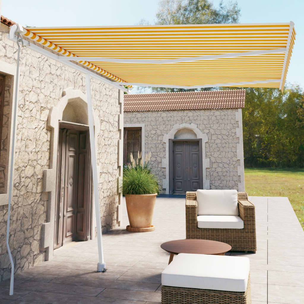 Tenda Da Sole Autoportante Manuale 350x250 Cm Gialla/bianca