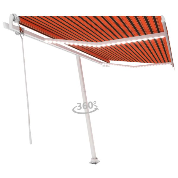 Tenda Automatica Sensore Vento E Led 450x300 Cm Arancio Marrone - Image 3