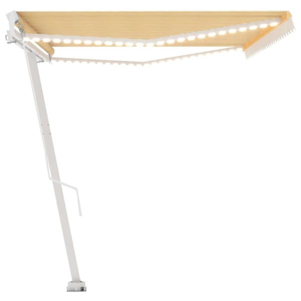 Tenda Da Sole Retrattile Manuale Led 500x300 Cm Gialla Bianca - Image 6