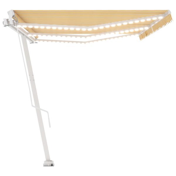 Tenda Da Sole Retrattile Manuale E Led 600x300cm Gialla Bianca - Image 6