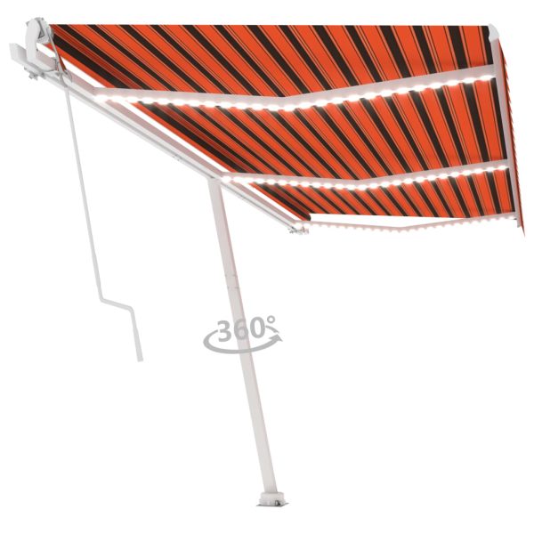 Tenda Automatica Sensore Vento E Led 600x300 Cm Arancio Marrone - Image 3