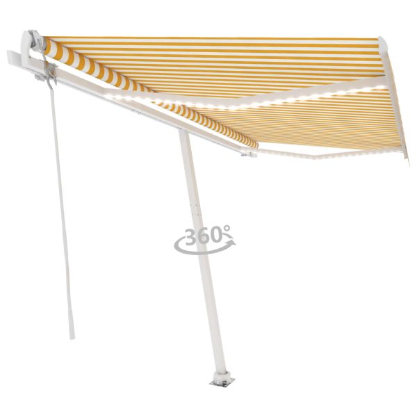 Tenda Automatica Sensore Vento E Led 450x350 Cm Gialla Bianca - Image 3