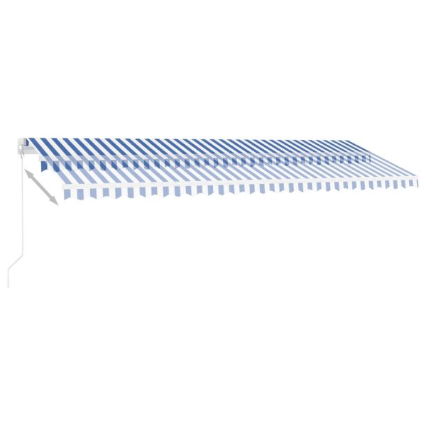 Tenda Da Sole Retrattile Manuale Led 500x350 Cm Blu E Bianca - Image 3