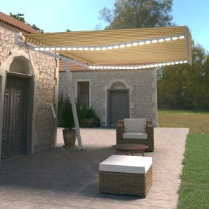 Tenda Automatica Sensore Vento E Led 500x350 Cm Gialla Bianca