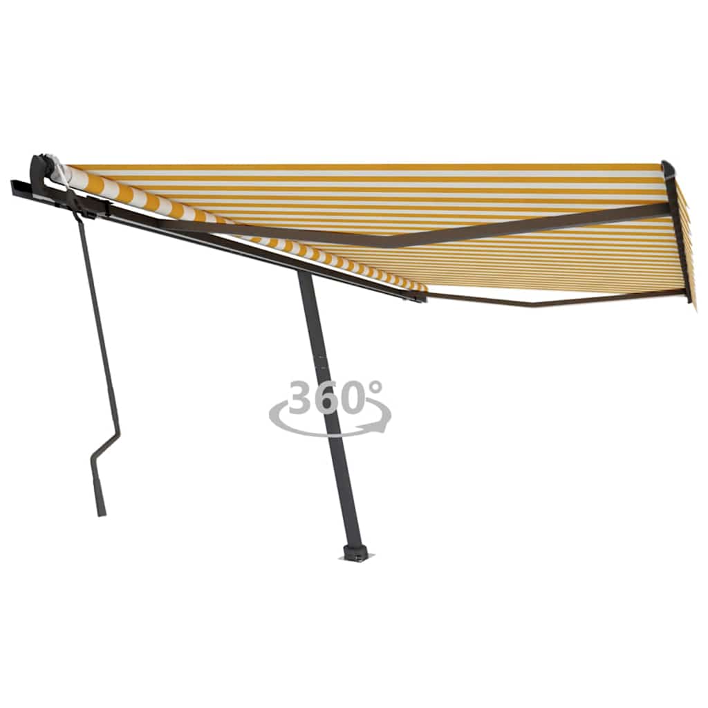 Tenda Retrattile Manuale Con Palo 400x300 Cm Giallo/bianco