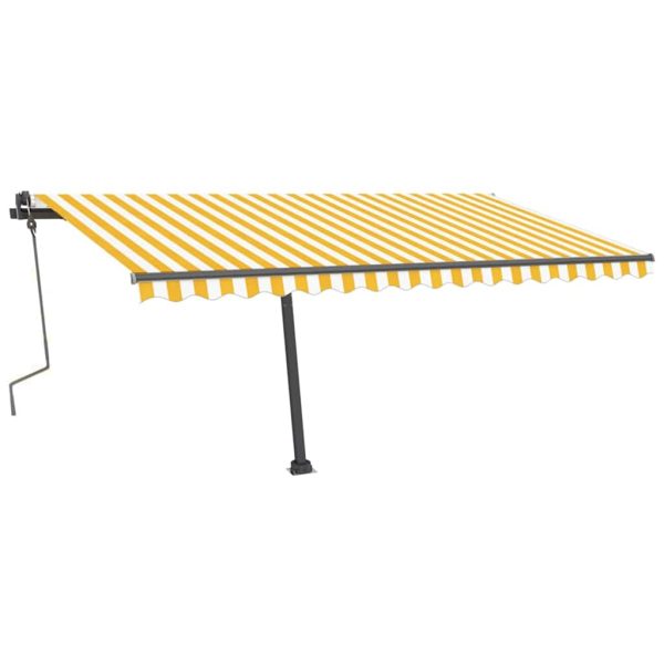 Tenda Retrattile Manuale Con Palo 400x300 Cm Giallo/bianco - Image 4