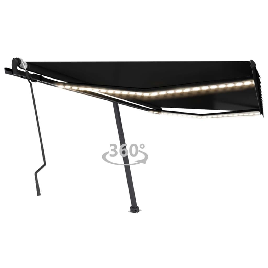 Tenda Da Sole Retrattile Manuale Con Led 400x300 Cm Antracite