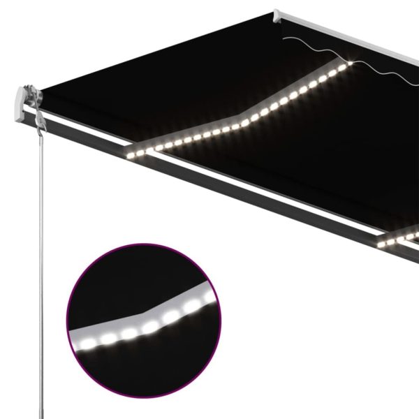 Tenda Da Sole Retrattile Manuale Con Led 400x300 Cm Antracite - Image 6