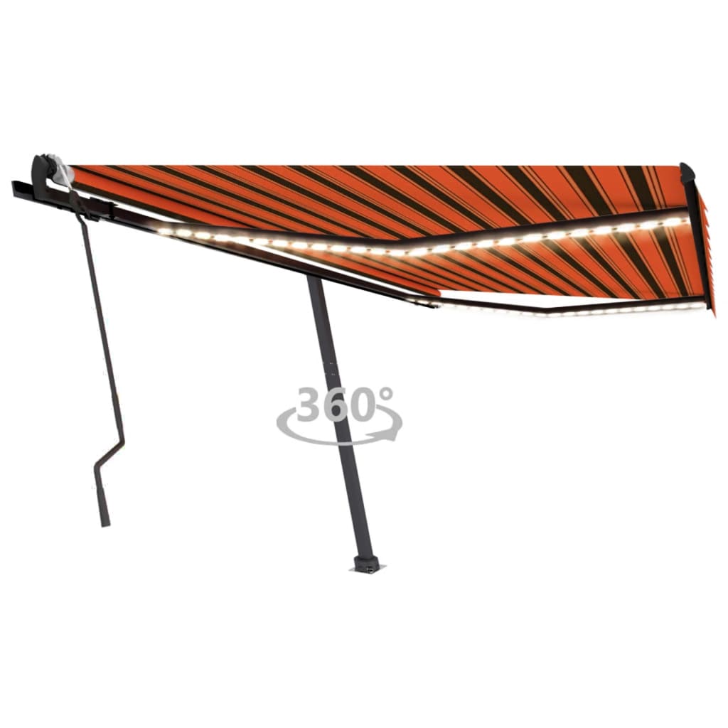 Tenda Da Sole Retrattile Manuale Led 400x300 Cm Arancio Marrone