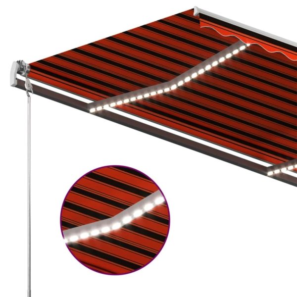 Tenda Da Sole Retrattile Manuale Led 400x300 Cm Arancio Marrone - Image 6