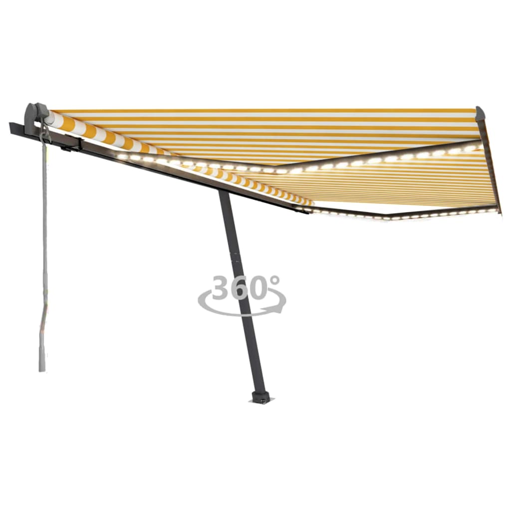 Tenda Automatica Sensore Vento E Led 450x300 Cm Gialla Bianca