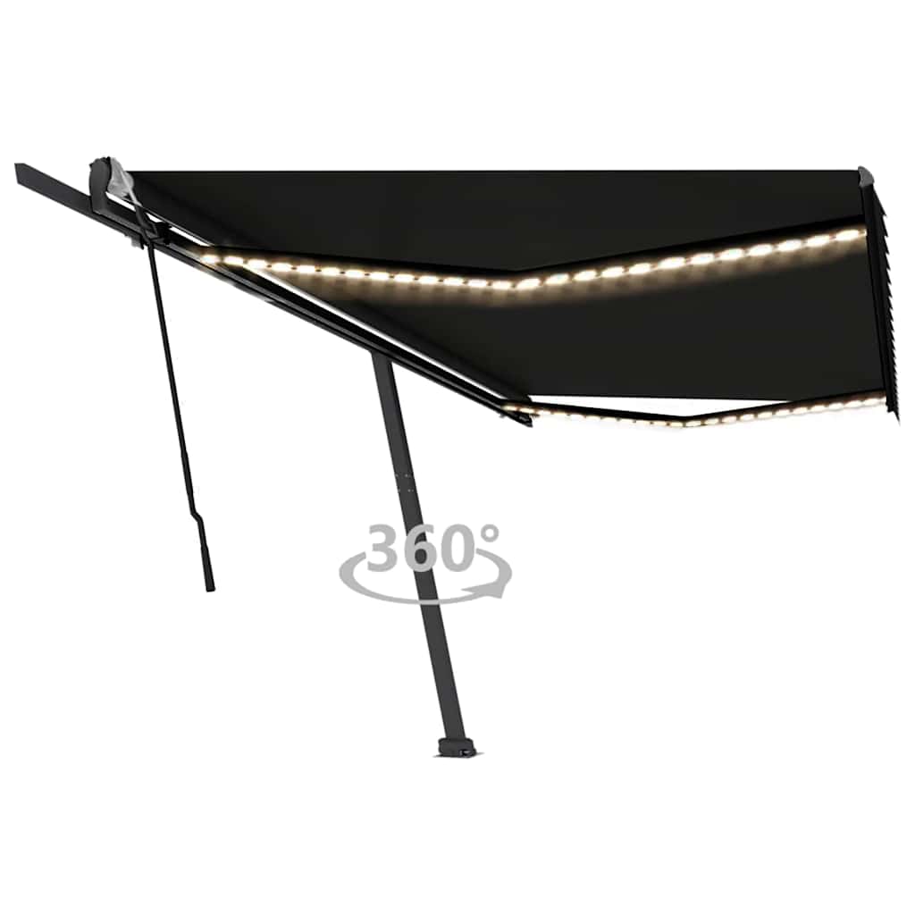 Tenda Da Sole Retrattile Manuale Con Led 500x300 Cm Antracite