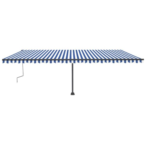 Tenda Da Sole Retrattile Manuale Con Led 600x300cm Blu E Bianco - Image 3