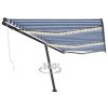 Tenda Automatica Con Sensore Vento E Led 600x300 Cm Blu Bianca