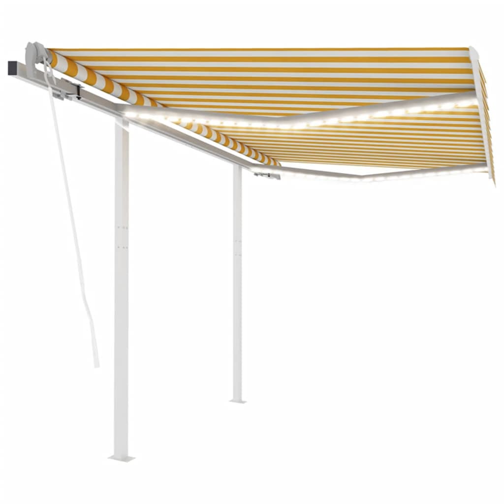 Tenda Automatica Sensore Vento E Led 3,5x2,5 M Gialla E Bianca