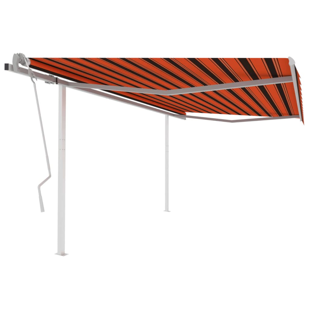 Tenda Da Sole Retrattile Manuale Con Pali 4x3m Arancio Marrone