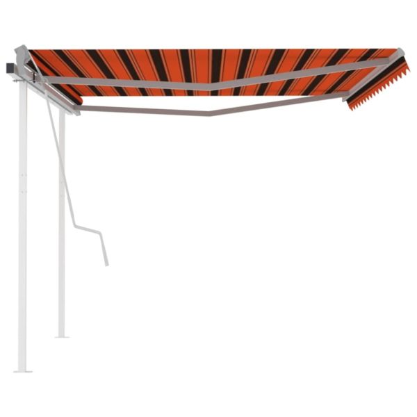Tenda Da Sole Retrattile Manuale Con Pali 4x3m Arancio Marrone - Image 4