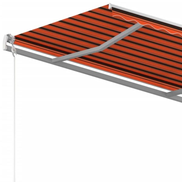 Tenda Da Sole Retrattile Manuale Con Pali 4x3m Arancio Marrone - Image 6