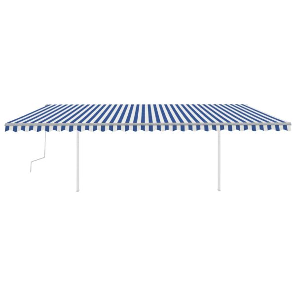 Tenda Da Sole Retrattile Manuale Con Pali 6x3m Blu E Bianca - Image 3