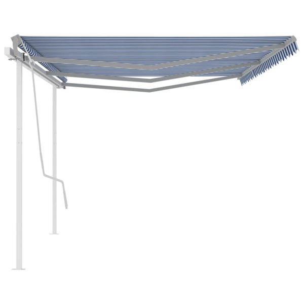 Tenda Da Sole Retrattile Manuale Con Pali 6x3m Blu E Bianca - Image 4